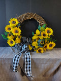 Grapevine and Faux Sunflower Wreath