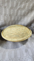 Pair of Hand-Woven African Folk Art Coil Baskets with Lids