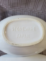 White Stoneware Gravy Boat and Saucer