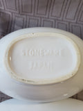 White Stoneware Gravy Boat and Saucer