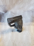(D) Hand Carved Ebony Wood African Folk Art Statue