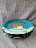 Set of 4 Certified International Snowman Dinner Plates