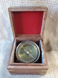 Metal Nautical Compass in Wooden Box