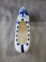 Hand Painted Blue and White Ceramic Dutch Shoe