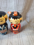Ceramic Kokeshi Doll Man and Woman Salt and Pepper Shakers