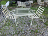 Square Patio Table w/Glass Top and Two Chairs (no cushions)