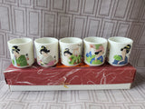 Set of 5 Japanese Porcelain Sake Cups