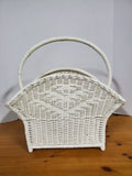 Vintage White Wicker Magazine Basket