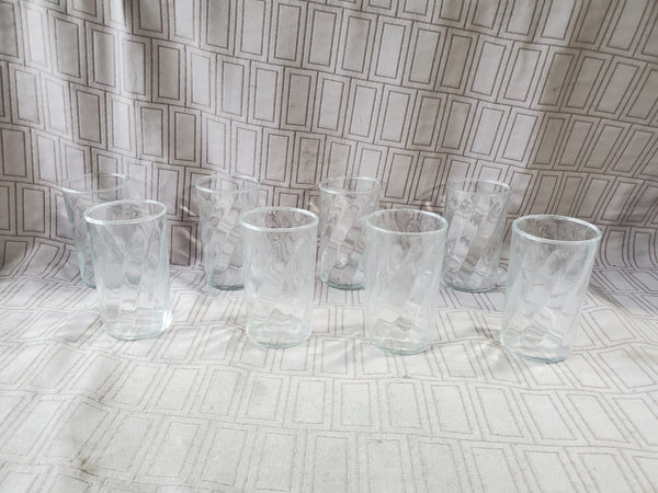 Set of 8 Small Clear Glass Swirl Tumblers