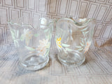 Hand Painted Clear Glass Creamer and Sugar Set