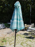 7' Robin's Egg Blue Striped Umbrella