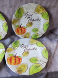 8 Piece Plastic Pumpkin Watercolor Dinner and Salad Plates