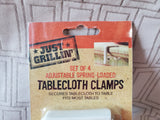 Just Grillin' Set of 4 Adjustable Spring Loaded Tablecloth Clamps UNOPENED