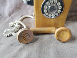 Vintage Wooden Block Rotary Style Button Phone UNTESTED