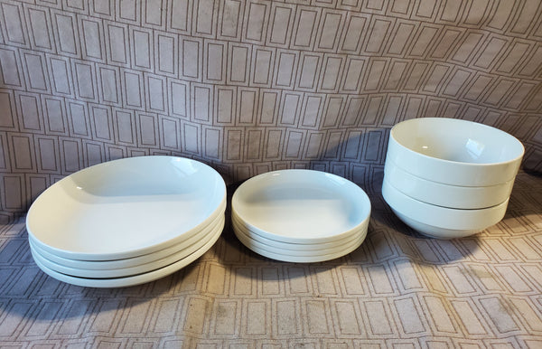 11 Piece World Market White Ceramic Stacking Dish Set