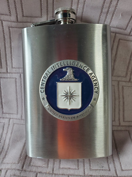 (A) Stainless Steel 8 Oz. "CIA" Flask