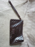 Dooney & Bourke Brown Leather Basket Weave Tote with Matching Wristlet