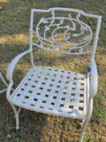 7-Piece Cast Aluminum Patio Dining Set w/Glass Top Table, Umbrella and Stand