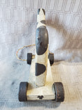 Vintage Primitive Wooden Cow Pull Toy