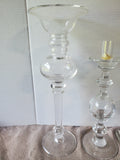 Lot of Clear Glass Candle Holders