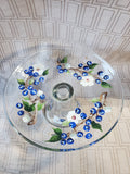 Hand Painted Clear Glass Pedestal Dessert Stand