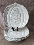 Set of 4 Pier 1 White Pumpkin Salad Plates