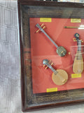 Framed Shadow Box with Miniature Traditonal Chinese Dynasty Musical Instrument Replicas