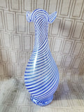 Pasabahce Blue Spiral Art Glass Bud Vase