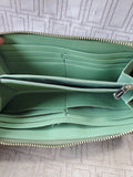 Coach Green Pebble Leather Zip-Around Wallet