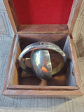 Metal Nautical Compass in Wooden Box