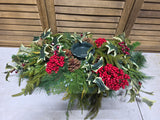Faux Greenery Holiday Arrangement w/Candle Holder