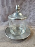 Woodbury Pewter Glass and Pewter Jam Jar with Saucer