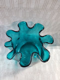 Blue Glass Ruffled Edge Vase