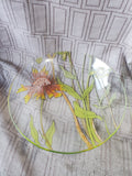 Signed Clear Glass Floral Serving Tray and Bowl Set