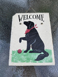 Painted Slate Black Lab Welcome Plaque