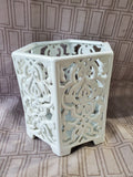 White Ceramic Hexagonal Candle Holder
