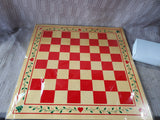 Santa and Christmas Tree Wooden Checkerboard Game UNUSED