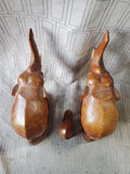 Set of 3 Carved Wood Elephant Figurines