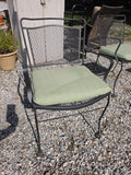 Pewter Tone 5/Piece Metal Outdoor Dining Set w/Green Cushions