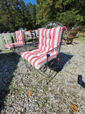 Pair of Black Metal Rocking Outdoor Chairs w/Side Table And Cushions