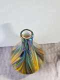 (C) Murano Style Art Glass Swirl Round Vase