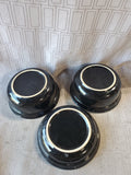 Lot of 3 Ceramic Black Paw Print Pet Bowls