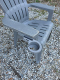 Grey Plastic Heavyweight Outdoor Chair with Folding Cup/Phone Holder