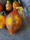Lot of Hand Blown Orange Toned Glass Ornaments