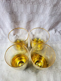 Set of 4 Clear Glass and Gold Toned Highball Glasses