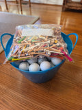 Golf Lot, Bucket of Assorted Practice Balls and Large Zip Bag of Tees