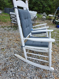 Pair of White Wooden Rocking Chairs w/Cushions