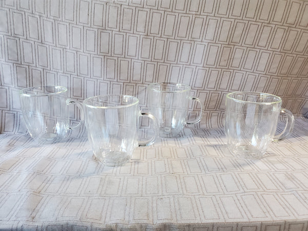 Set of 4 Bodum Bistro Clear Glass Double Wall Coffee Mugs