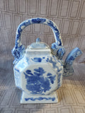 Vintage Blue and White Octagonal Teapot