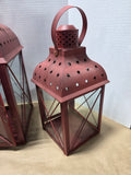 Colonial Williamsburg Red Metal  Lanterns - Three Piece Set (A)